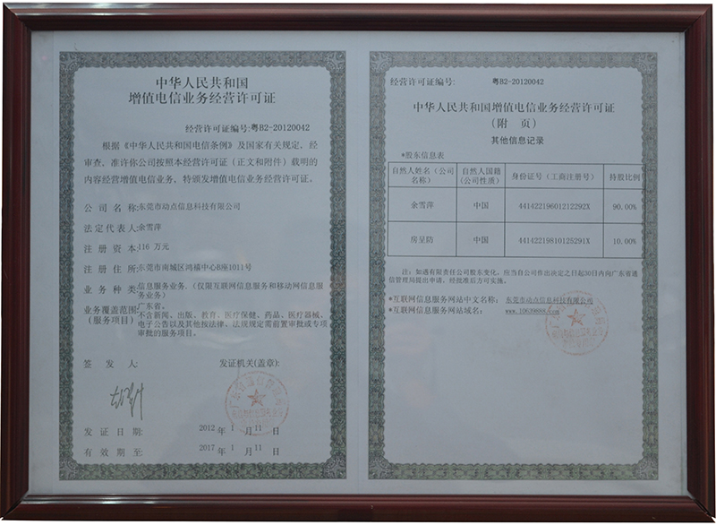 增值电信业务经营许可证